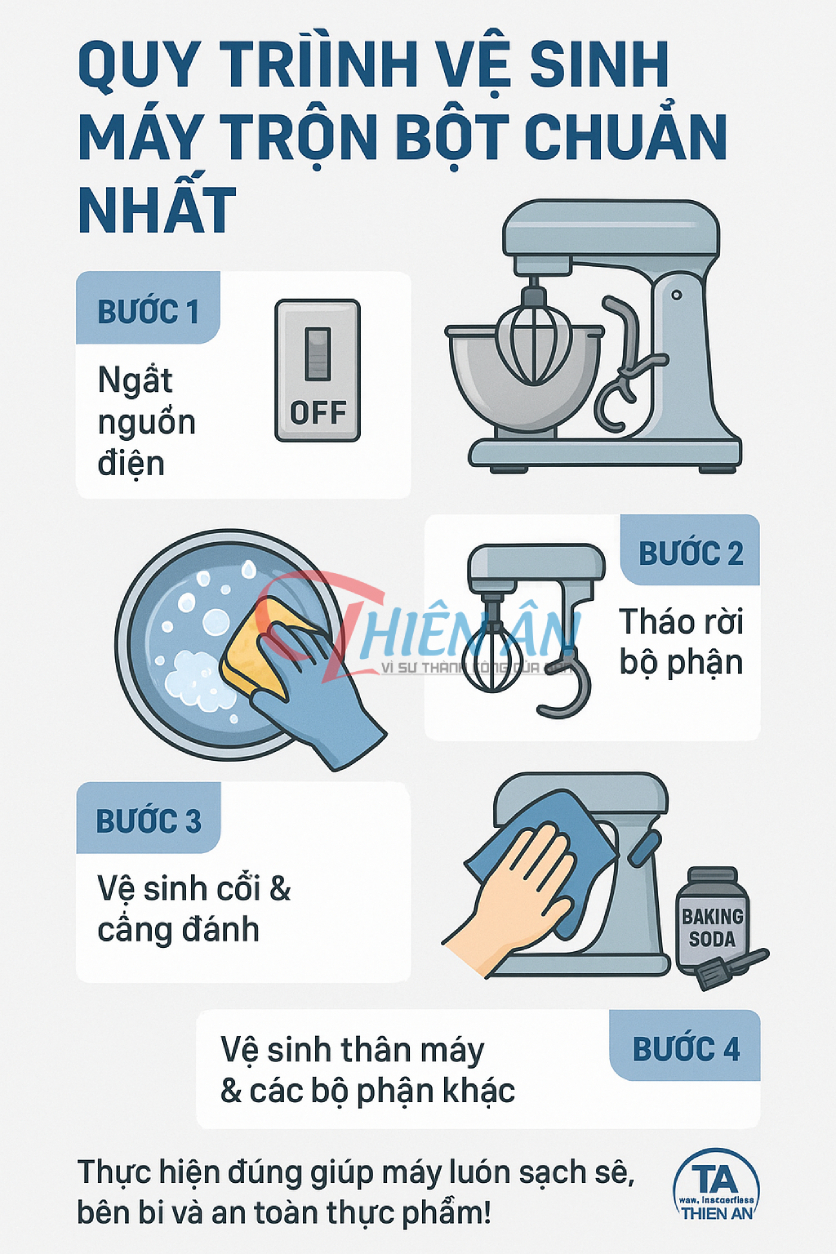 quy trình vệ sinh máy trộn bột