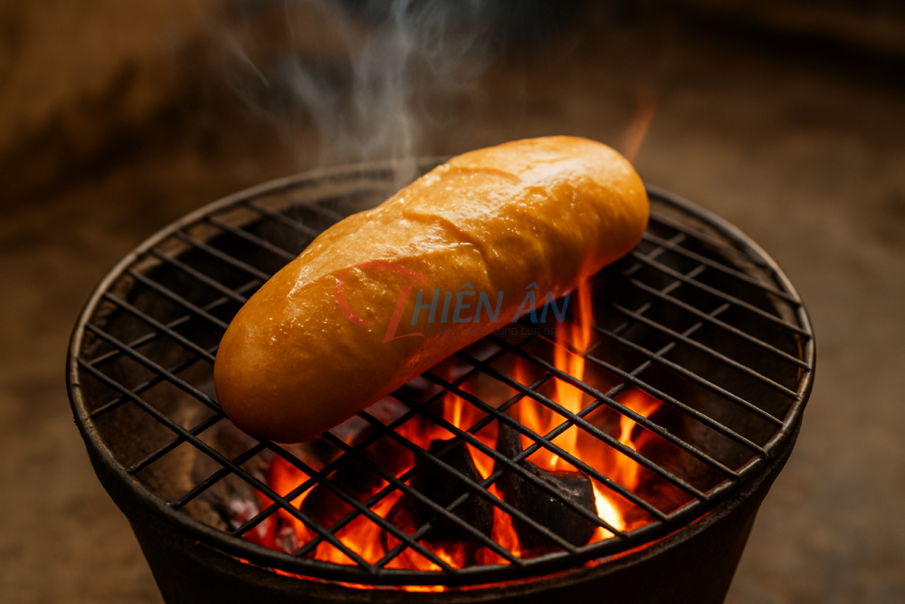 Cách phục hồi bánh mì mềm bằng nước và bếp than truyền thống.