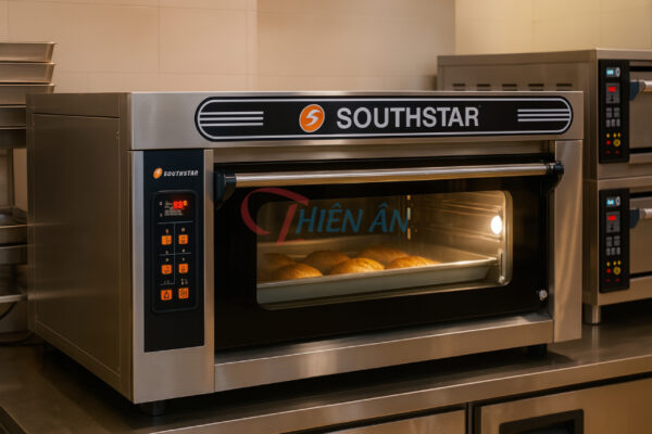 Lò nướng bánh công nghiệp Southstar 1 tầng 2 khay chất liệu inox.