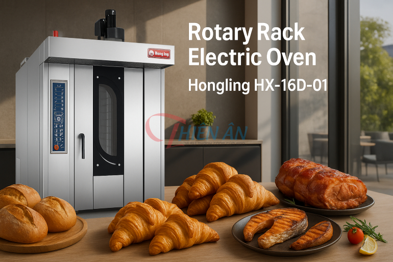 Ứng dụng đa năng nướng thịt cá, nướng bánh mì của Lò nướng xoay 16 khay Hongling HX-16D-01 dùng điện