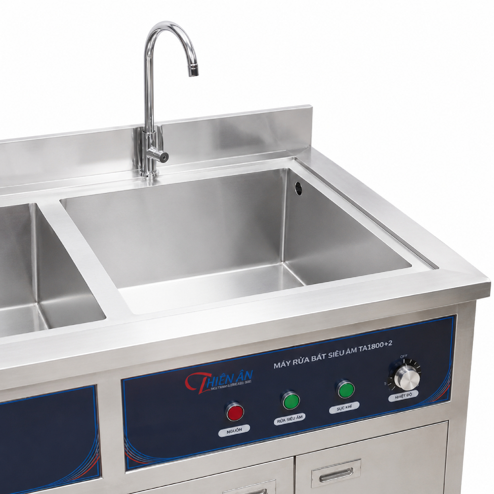 Chi tiết bồn tráng máy rửa bát siêu âm TA1800+2