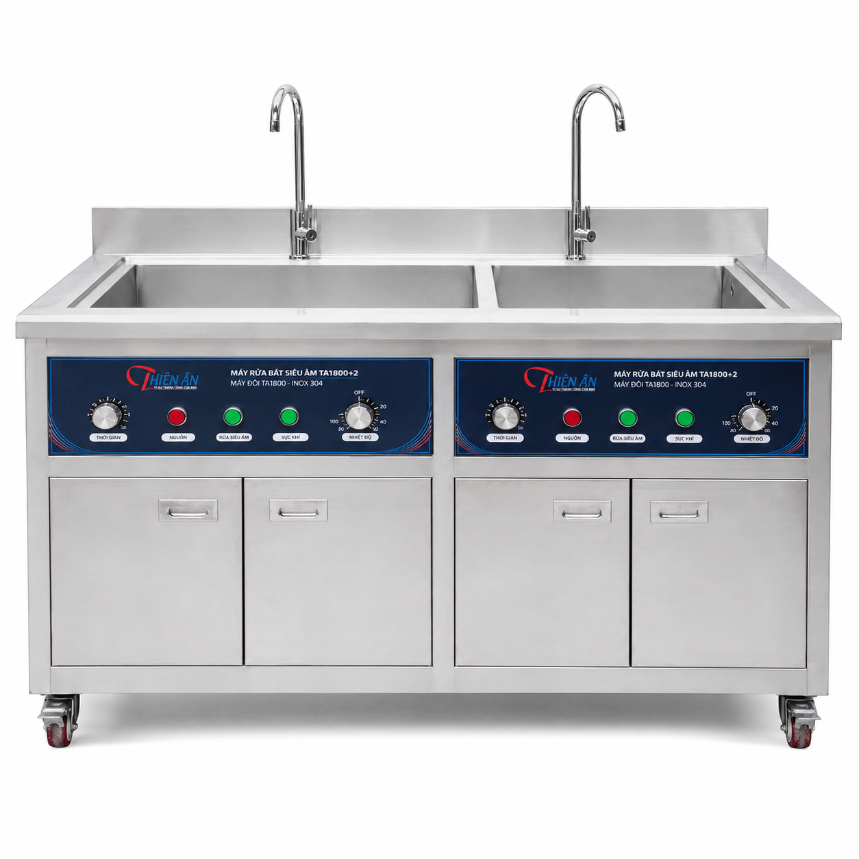 Máy rửa bát siêu âm TA1800+2 inox 304 hai bồn